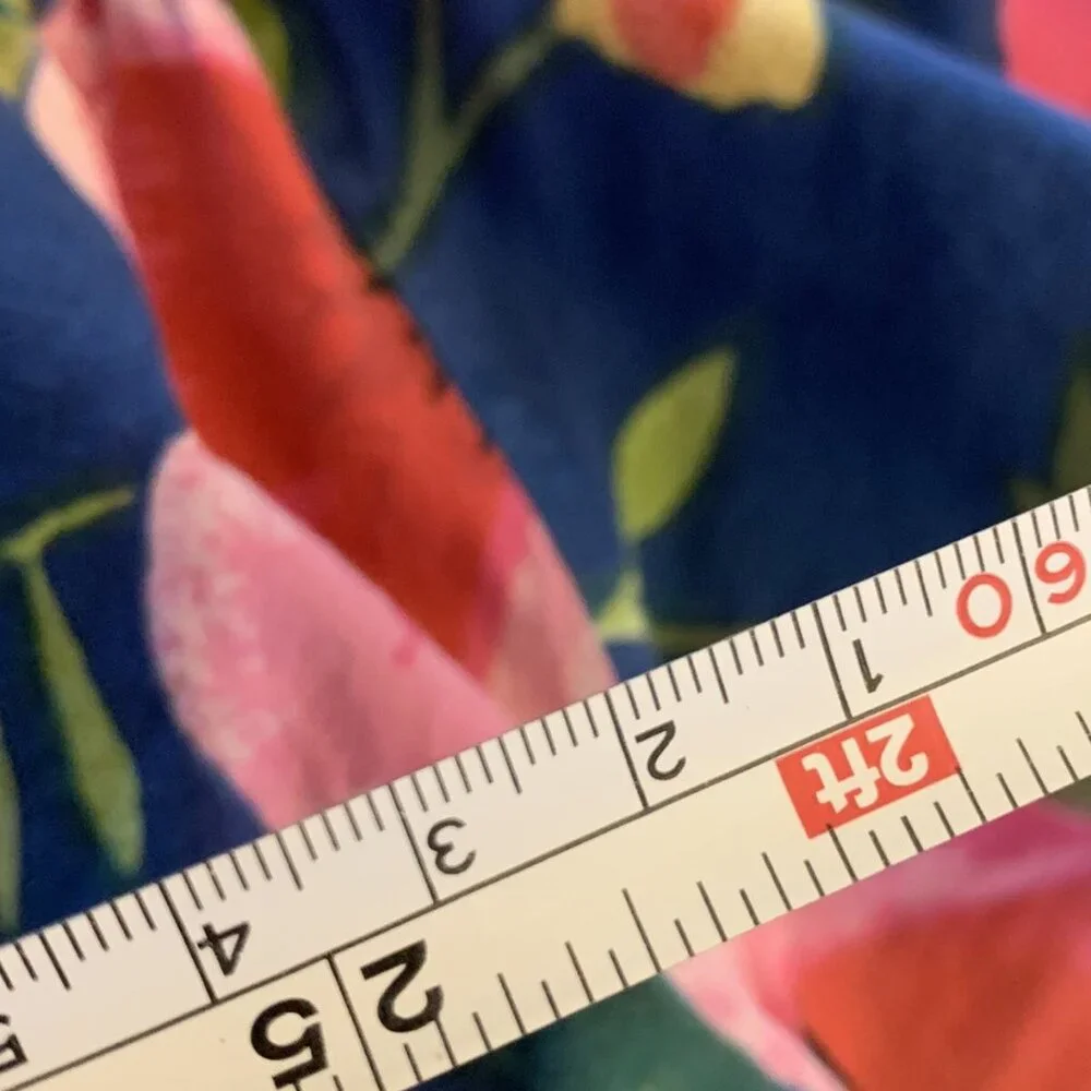 Vintage Ladies Mumu Dress w Pockets Tropical Floral MED Cotton Midi Blue w Pink - Picture 10 of 12